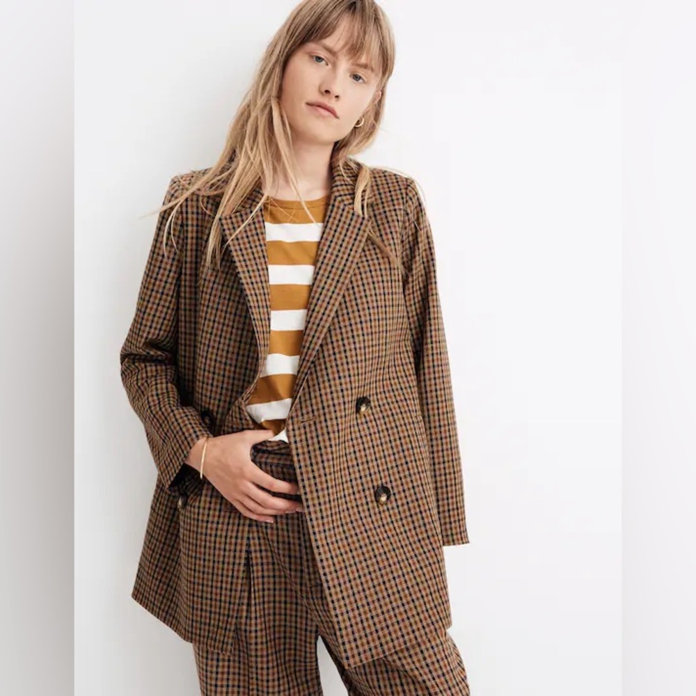 Madewell Caldwell Double-Breasted Blazer in Mandell Plaid